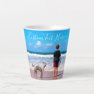 Custom Photo Text Latte Mug Your Photos with Pets