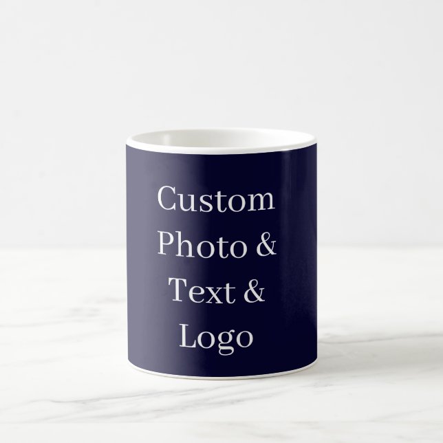 Custom Photo Text Logo Black Coffee Mug (Center)