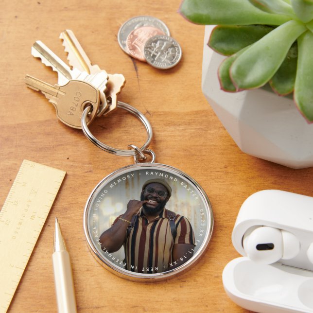 Custom Photo & Text Memorial Key Ring (Desk)