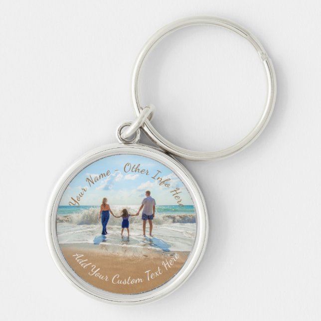 Custom Photo Text Name Keychain with Your Family (Front)