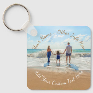 Custom Photo Text Name Keychain - Your Family