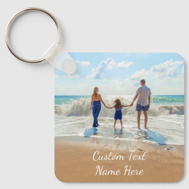 Custom Photo Text Name Keychain Your Family Photos (Front)