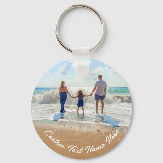 Custom Photo Text Name Keychain Your Family Photos (Front)