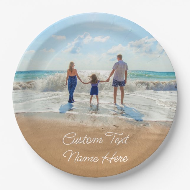 Custom Photo Text Name Paper Plates Your Design (Front)