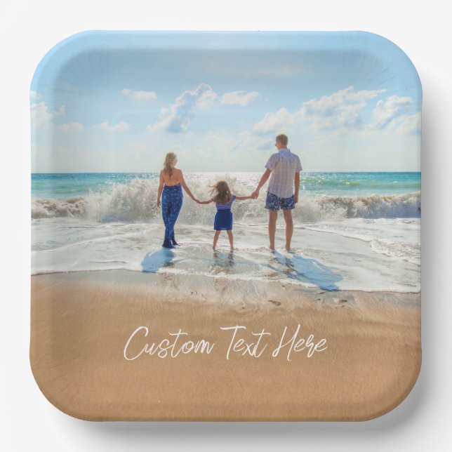 Custom Photo Text Paper Plates Your Photos Design (Front)
