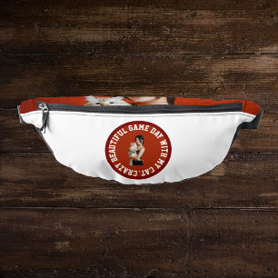 Custom Photo Text Pet Cat Mum Game Day White Red Bum Bags
