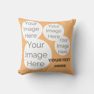 Custom Photo Text Pillow – Peach Cushion