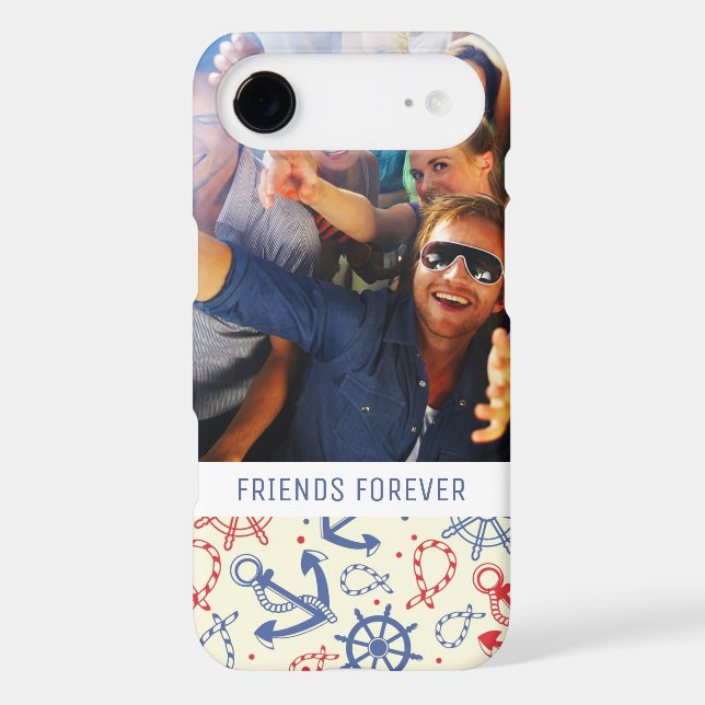 Custom Photo & Text Red and Navy with Anchor Case-Mate iPhone Case (Back)