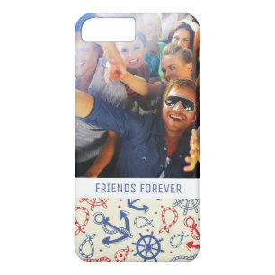 Custom Photo & Text Red and Navy with Anchor iPhone 8 Plus/7 Plus Case