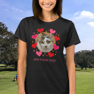 Custom Photo Text Red Love Hearts Personalised T-Shirt