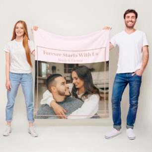 Custom Photo & Text Romantic Gift - Personalised  Fleece Blanket