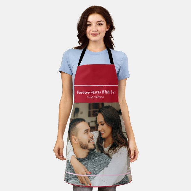 Custom Photo & Text Romantic Gift - Personalized  Apron (Worn)