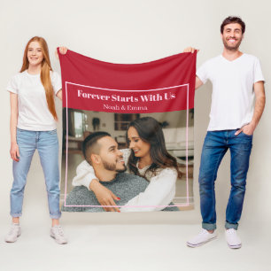 Custom Photo & Text Romantic Gift - Personalized  Fleece Blanket