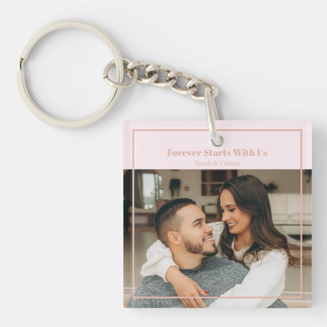 Custom Photo & Text Romantic Gift - Personalized  Key Ring (Front)