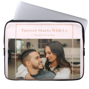 Custom Photo & Text Romantic Gift - Personalized Laptop Sleeve
