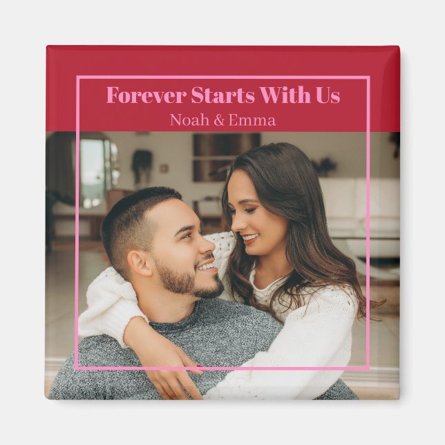 Custom Photo & Text Romantic Gift - Personalized  Magnet (Front)