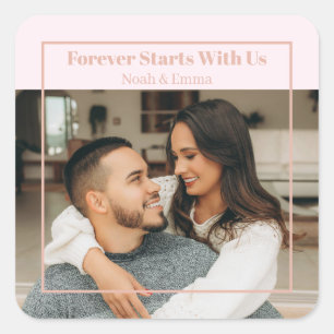 Custom Photo & Text Romantic Gift - Personalized Square Sticker