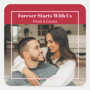 Custom Photo & Text Romantic Gift - Personalized  Square Sticker