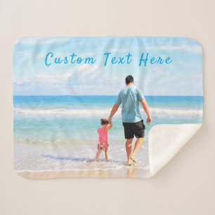 Custom Photo Text Sherpa Blanket with Your Photos