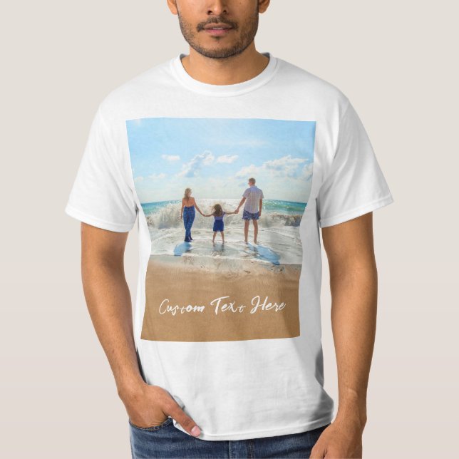 Custom Photo Text T-Shirt Your Family Photos Gift (Front)