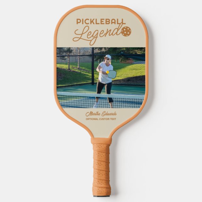Custom Photo & Text Tan Personalised Legend Pickleball Paddle (Front)