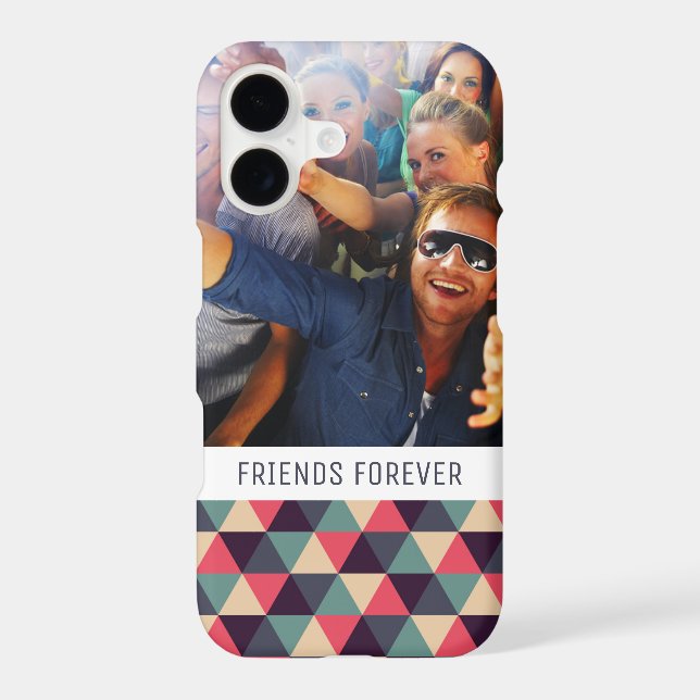 Custom Photo & Text Teal & Pink Triangle Pattern (Back)