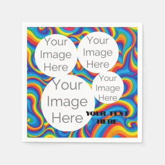custom photo text template rainbow napkin