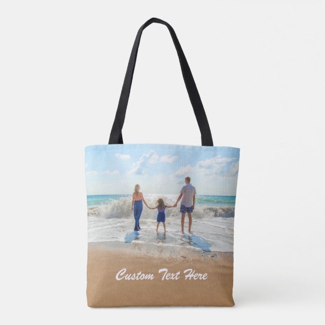 Custom Photo Text Tote Bag Your Family Photos (Back)