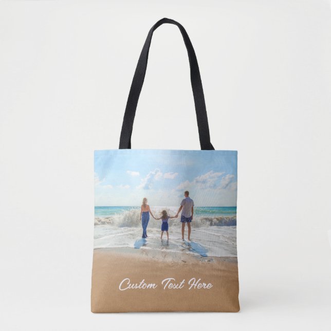 Custom Photo Text Tote Bag Your Family Photos Gift (Front)