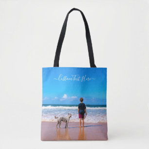 Custom Photo Text Tote Bag Your Photos with Pets