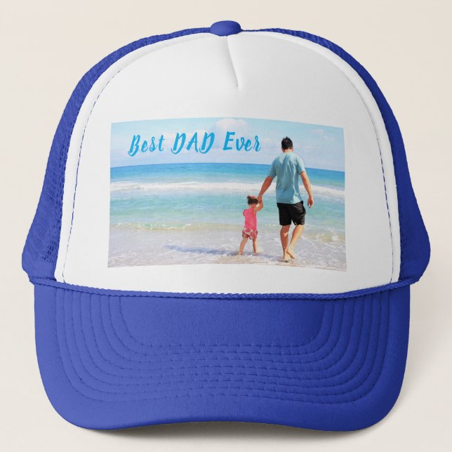 Custom Photo Text Trucker Hat - Best DAD Ever (Front)