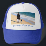 Custom Photo Text Trucker Hat Your Favourite Photo<br><div class="desc">Custom Fonts and Colour - Hat with Your Photo and Text - Your Own Design - Special - Personalised Family / Friends or Personal Trucker Hats Gift - Add Your Text and Photo - Resize and move or remove and add elements / image with Customisation tool. Choose fonts / size...</div>