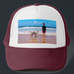 Custom Photo Text Trucker Hat - Your Summer Design<br><div class="desc">Custom Photo and Text - Your Own Design - My Pet - Personalised Family / Friends or Personal Gift - Add Your Photo and Text - Resize and move or remove and add elements / text with customisation tool ! Choose / add your favourite font / text colour ! You...</div>