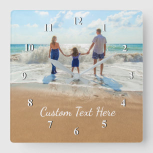 Custom Photo Text Wall Clock Your Design - Summer
