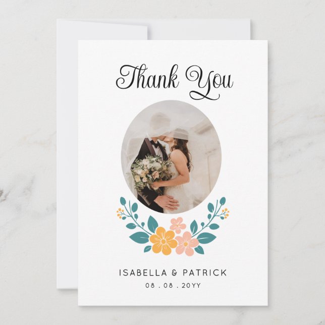  Custom Photo & Text Wedding Thank You Card (Front)