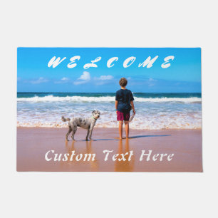 Custom Photo Text Welcome Doormat with Your Pets