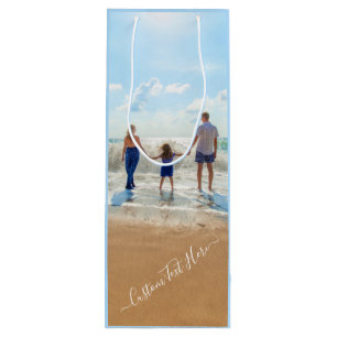 Custom Photo Text Wine Gift Bag - Your Own Design