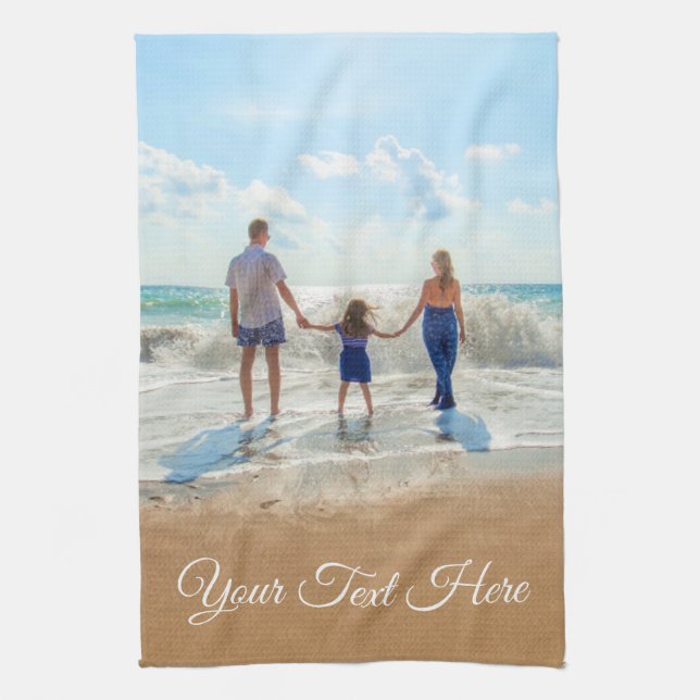 Custom Photo Text - Your Design - Family Vacation Tea Towel (Vertical)