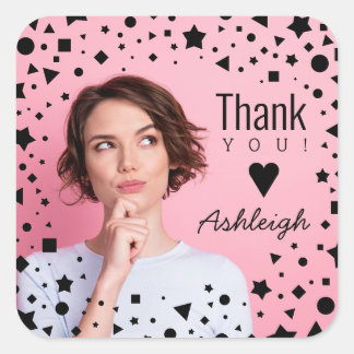 Custom Photo Than You Birthday Square Sticker