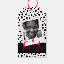 Custom Photo Thank You Black White Dalmatian Spots Gift Tags