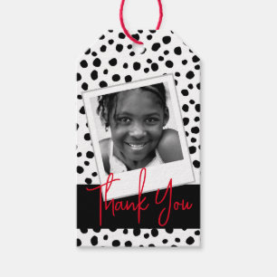 Custom Photo Thank You Black White Dalmatian Spots Gift Tags