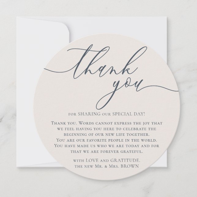 Custom Photo Thank You Dark Blue Ivory Occasion Holiday Card (Front)