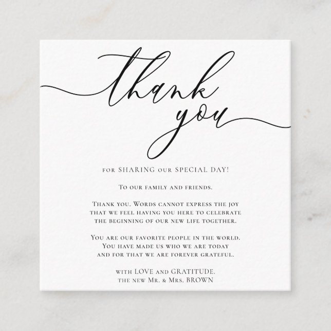 Custom Photo Thank You Mini Enclosure Card (Front)