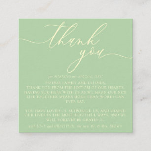 Custom Photo Thank You Mini Pistachio & Cream Enclosure Card