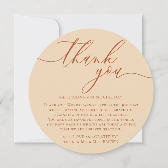 Custom Photo Thank You Terracotta beige Holiday Card (Front)