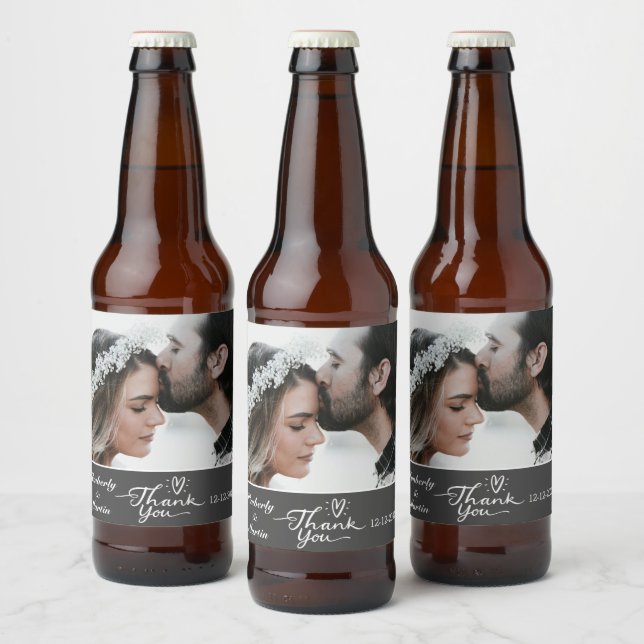 Custom Photo Thank You Wedding Beer Bottle Label (Bottles)