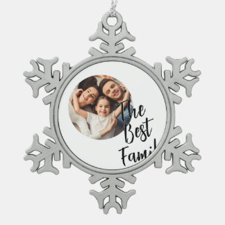 Custom Photo The Best Family  Snowflake Pewter Christmas Ornament