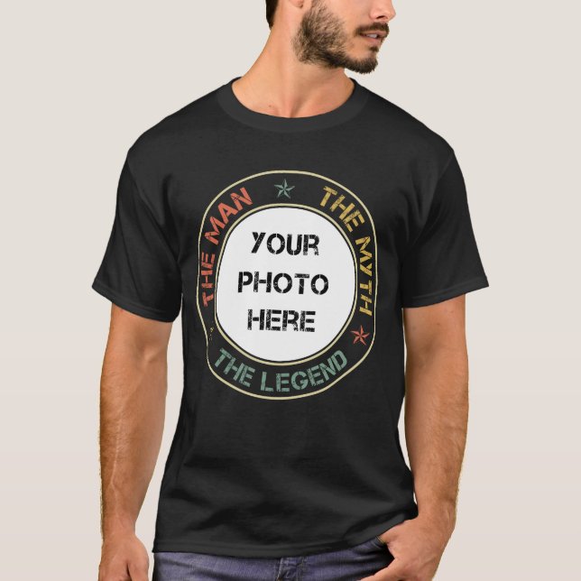 Custom Photo The Man The Myth The Legend Retro T-Shirt (Front)