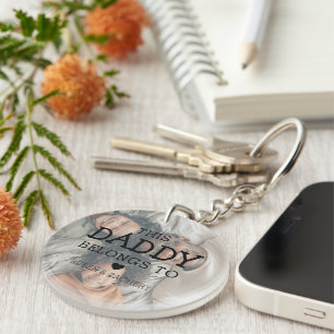 Custom Photo 'This Daddy Belongs To'   Dad Key Ring
