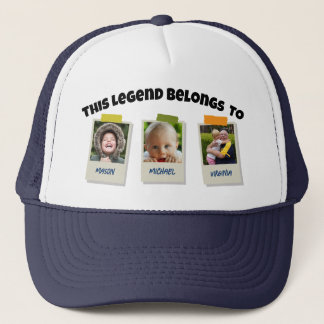 Custom Photo This Legend Belongs To Grandpa Retro Trucker Hat
